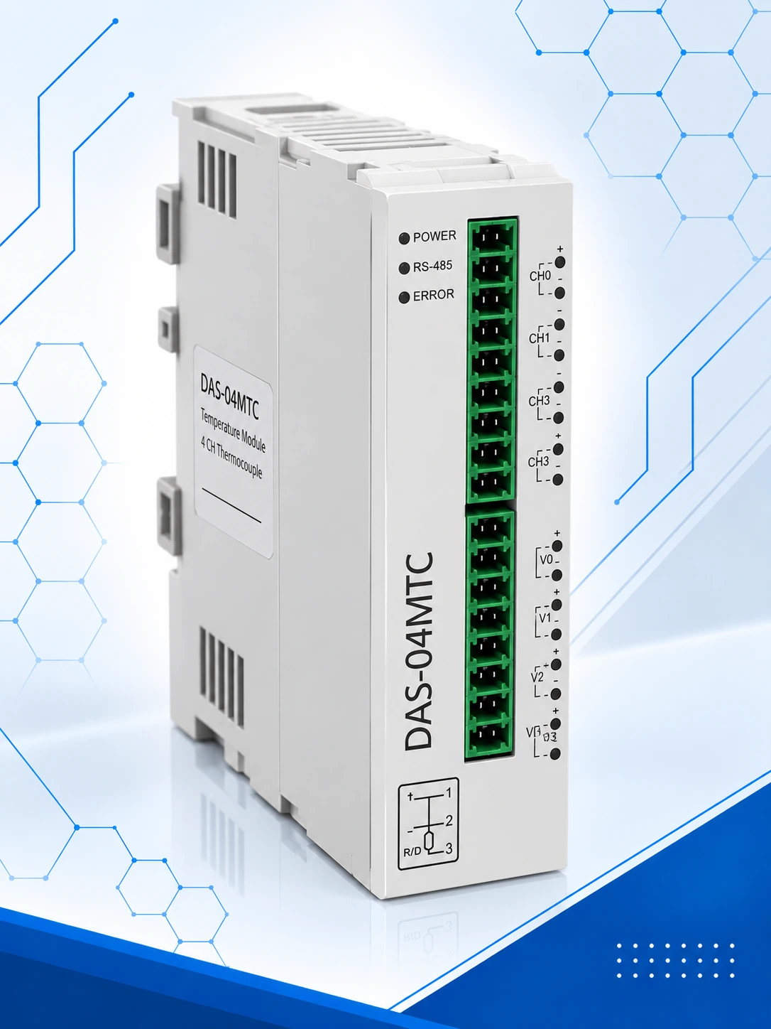 نمای دوم ماژول ترموکوپل DAS-04MTC با 4 کانال ورودی
