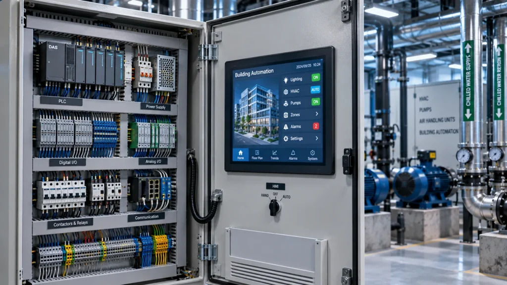 تابلو کنترل PLC و HMI سیستم هوشمندسازی ساختمان