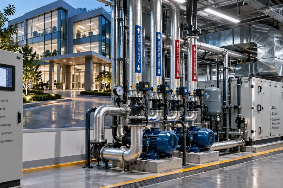 سیستم هوشمندسازی ساختمان با PLC و HMI برای کنترل HVAC و پمپها