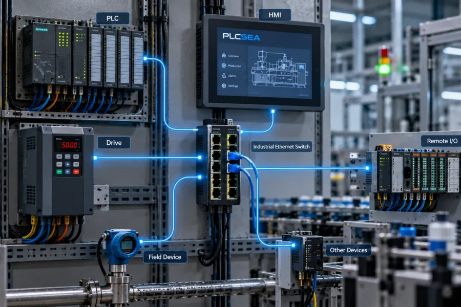 شبکه و ارتباطات صنعتی بین PLC، HMI، Drive و Remote I/O