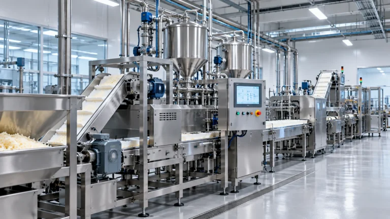 خط تولید پنیر پیتزا مجهز به سیستم کنترل PLC و HMI