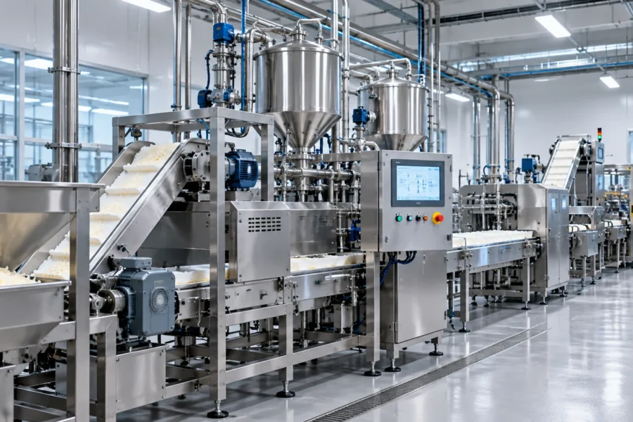 خط تولید پنیر پیتزا مجهز به سیستم کنترل PLC و HMI